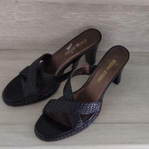 Bisou Bisou Black Woven Heeled Sandals
